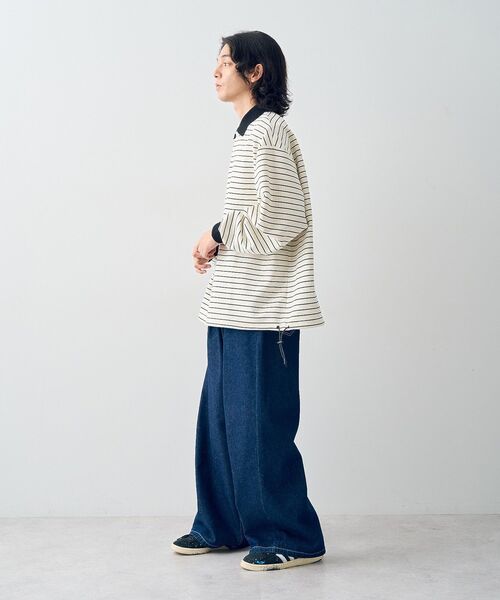 CRAFT STANDARD BOUTIQUE（クラフトスタンダードブティック）の「リップルボーダーポロシャツ（スウェット・メンズ・ブラック/アイボリー/ベージュ・XL/L/M）」の8枚目の写真