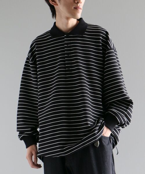 CRAFT STANDARD BOUTIQUE（クラフトスタンダードブティック）の「リップルボーダーポロシャツ（スウェット・メンズ・ブラック/アイボリー/ベージュ・XL/L/M）」の10枚目の写真