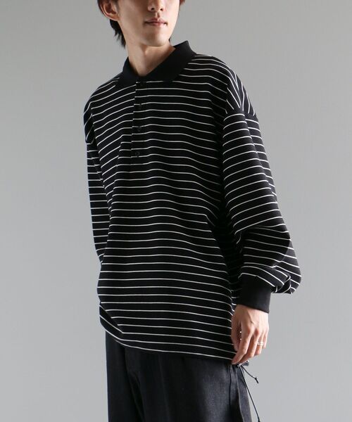 CRAFT STANDARD BOUTIQUE（クラフトスタンダードブティック）の「リップルボーダーポロシャツ（スウェット・メンズ・ブラック/アイボリー/ベージュ・XL/L/M）」の11枚目の写真