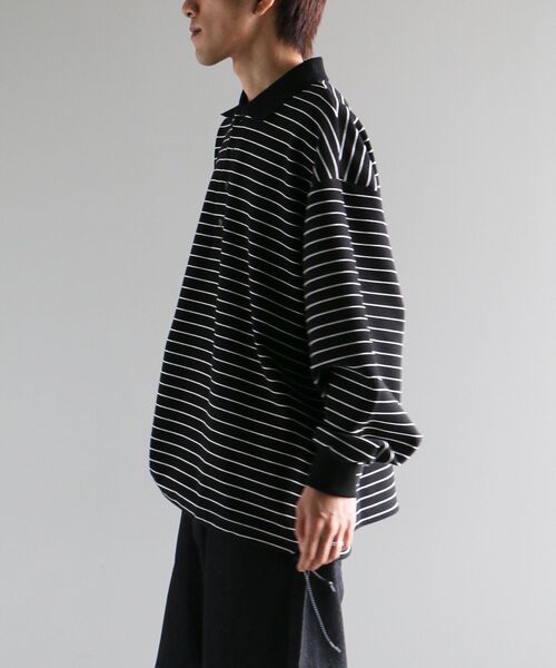 CRAFT STANDARD BOUTIQUE（クラフトスタンダードブティック）の「リップルボーダーポロシャツ（スウェット・メンズ・ブラック/アイボリー/ベージュ・XL/L/M）」の12枚目の写真