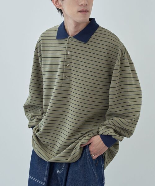 CRAFT STANDARD BOUTIQUE（クラフトスタンダードブティック）の「リップルボーダーポロシャツ（スウェット・メンズ・ブラック/アイボリー/ベージュ・XL/L/M）」の18枚目の写真