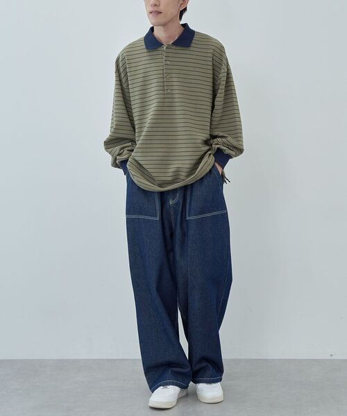 CRAFT STANDARD BOUTIQUE（クラフトスタンダードブティック）の「リップルボーダーポロシャツ（スウェット・メンズ・ブラック/アイボリー/ベージュ・XL/L/M）」の21枚目の写真