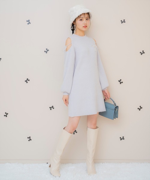 WILLSELECTION（ウィルセレクション）の「オープンショルダーリブニットワンピース（ワンピース・レディース・ブラック/サックスブルー/オフホワイト/ピンク・FREE）」の22枚目の写真