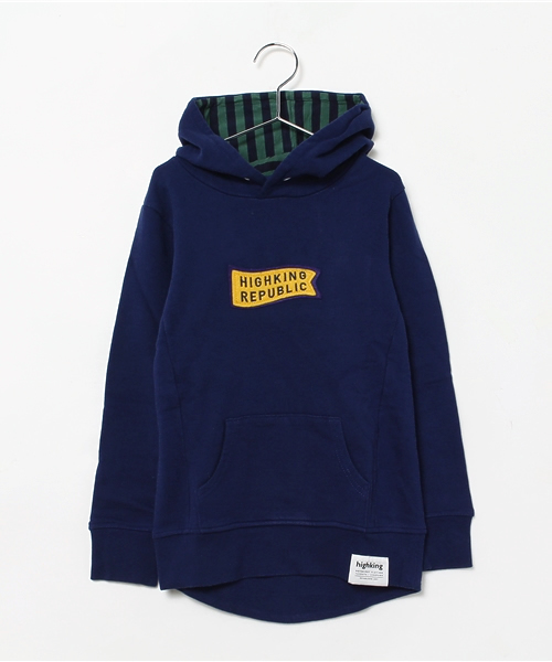 highking（ハイキング）の「flag hoody（スウェット・キッズ・グレー/ブルー・130cm）」の2枚目の写真