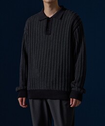 UNITED TOKYO | テクスチャーストライプ ニットポロ(ニット/セーター)