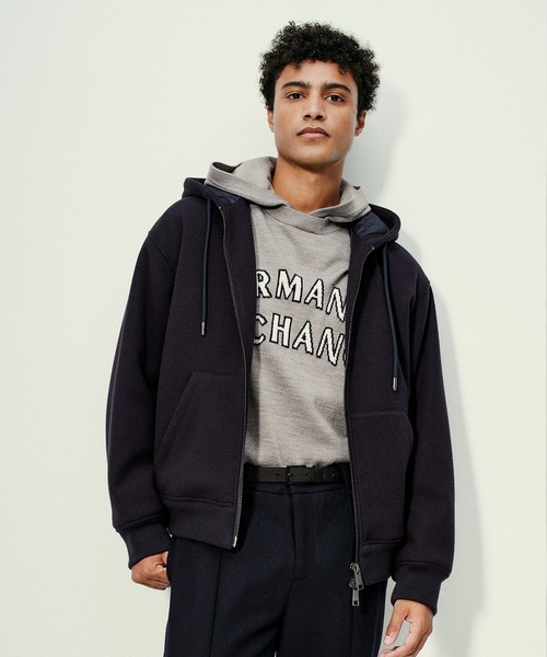 ARMANI EXCHANGE（アルマーニエクスチェンジ）の「【A|X アルマーニ エクスチェンジ】AXロゴ フーデッドニットプルオーバー（ニット/セーター・メンズ・ネイビー/グレイッシュベージュ・MEDIUM/LARGE/SMALL/X-LARGE/X-SMALL）」の7枚目の写真