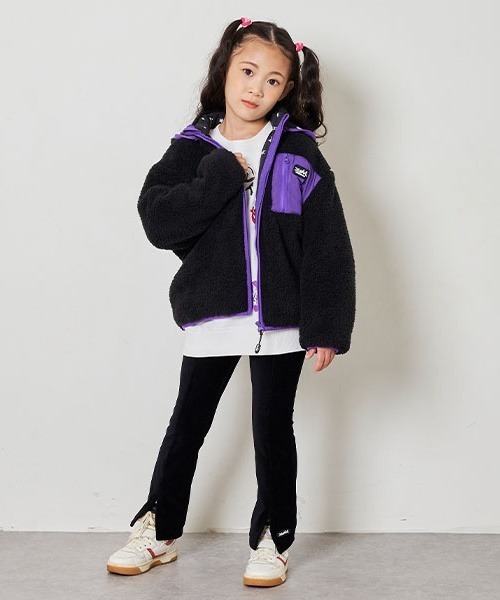 X-girl Stages(エックスガールステージス)の「コーデュロイ調スリットフレアレギンス(レギンス/スパッツ・キッズ・ベージュ/ラベンダー/ブラック・80cm/90cm/100cm/110cm/120cm/130cm/140cm)」の6枚目の写真