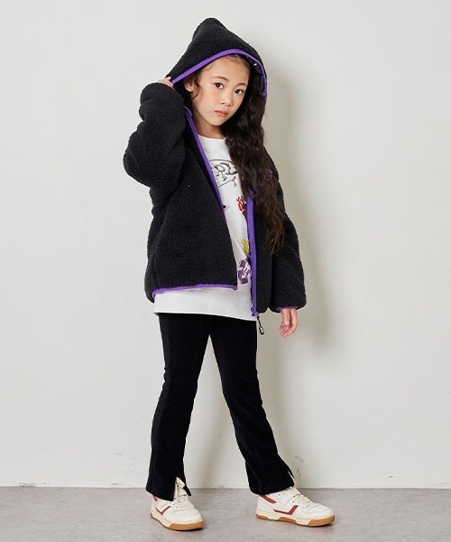 X-girl Stages(エックスガールステージス)の「コーデュロイ調スリットフレアレギンス(レギンス/スパッツ・キッズ・ベージュ/ラベンダー/ブラック・80cm/90cm/100cm/110cm/120cm/130cm/140cm)」の7枚目の写真