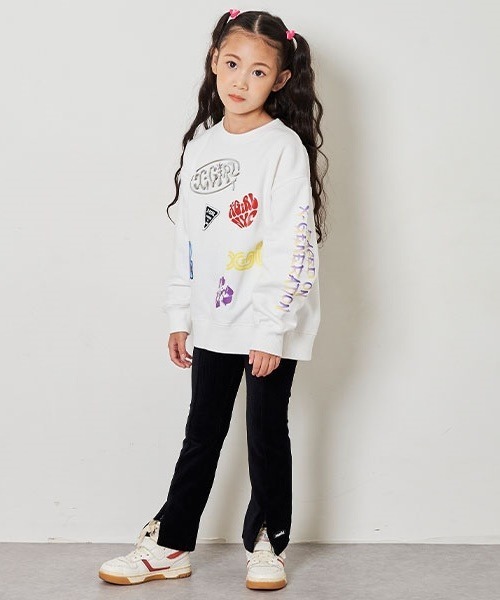 X-girl Stages(エックスガールステージス)の「コーデュロイ調スリットフレアレギンス(レギンス/スパッツ・キッズ・ベージュ/ラベンダー/ブラック・80cm/90cm/100cm/110cm/120cm/130cm/140cm)」の4枚目の写真