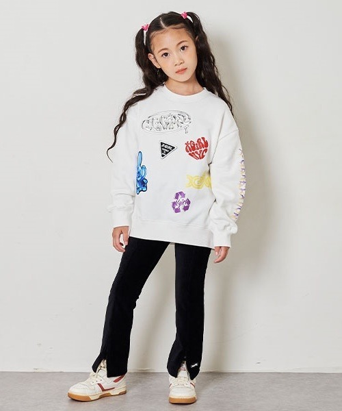 X-girl Stages(エックスガールステージス)の「コーデュロイ調スリットフレアレギンス(レギンス/スパッツ・キッズ・ベージュ/ラベンダー/ブラック・80cm/90cm/100cm/110cm/120cm/130cm/140cm)」の5枚目の写真