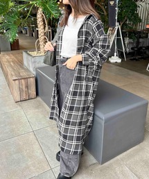 BackドロストBIGチェック柄シャツワンピース