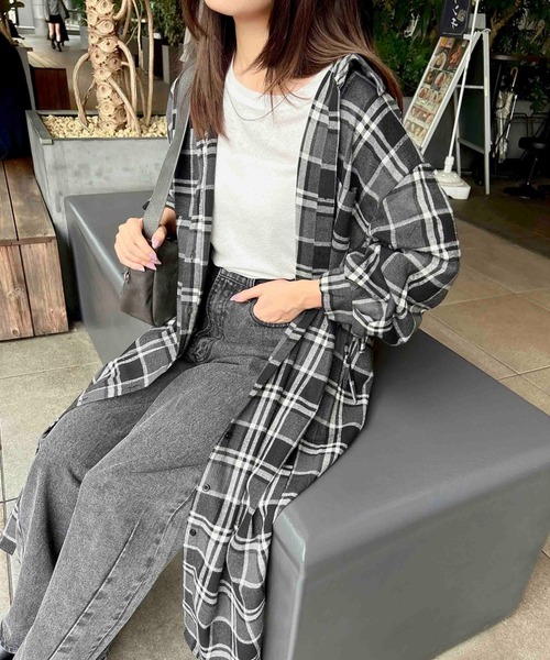 INGNI(イング)の「BackドロストBIGチェック柄シャツワンピース(ワンピース・レディース・ブラック/オフホワイト/ブラウン・M)」の12枚目の写真