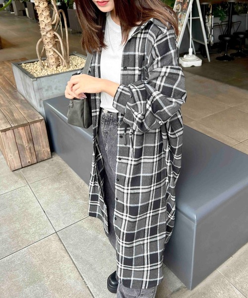 INGNI(イング)の「BackドロストBIGチェック柄シャツワンピース(ワンピース・レディース・ブラック/オフホワイト/ブラウン・M)」の14枚目の写真