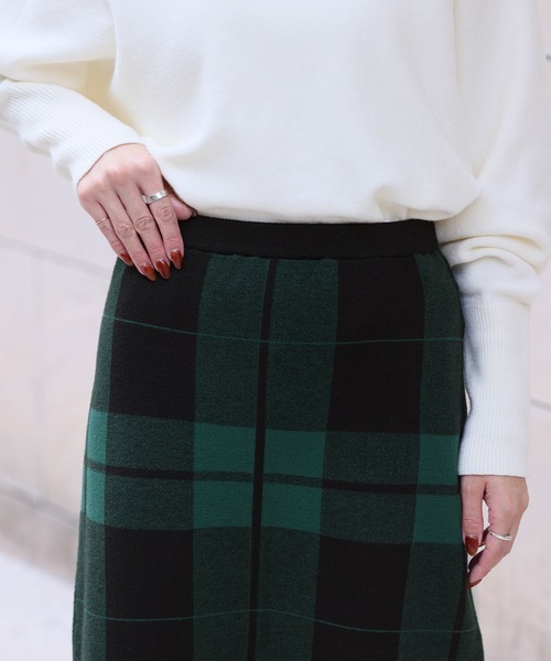 セール】《新色追加》チェック ニット ナロースカート ニットスカート