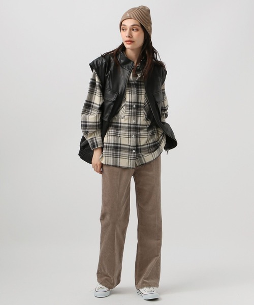 BAYFLOW（ベイフロー）の「[柔らかな風合い]ネルチェックシャツ（シャツ/ブラウス・レディース・ブルー/パープル/ブラック・FREE）」の8枚目の写真