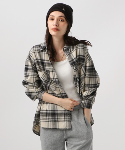 BAYFLOW（ベイフロー）の「[柔らかな風合い]ネルチェックシャツ（シャツ/ブラウス・レディース・ブルー/パープル/ブラック・FREE）」の10枚目の写真