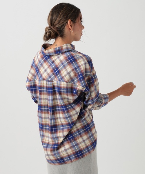 BAYFLOW（ベイフロー）の「[柔らかな風合い]ネルチェックシャツ（シャツ/ブラウス・レディース・ブルー/パープル/ブラック・FREE）」の16枚目の写真