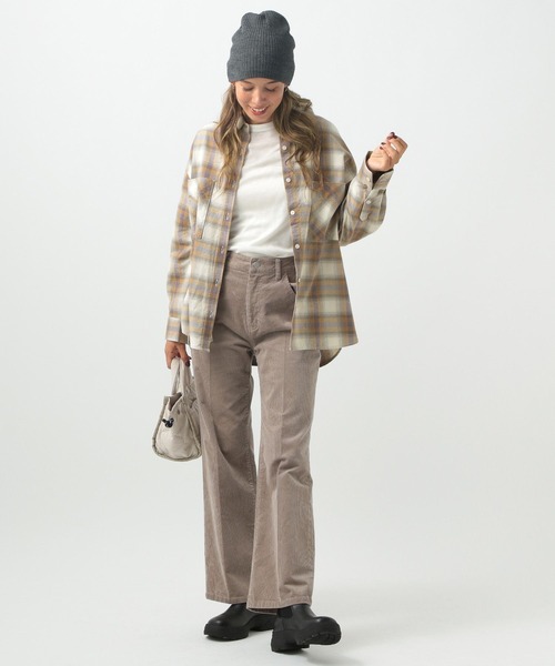 BAYFLOW（ベイフロー）の「[柔らかな風合い]ネルチェックシャツ（シャツ/ブラウス・レディース・ブルー/パープル/ブラック・FREE）」の18枚目の写真