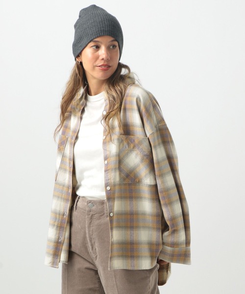 BAYFLOW（ベイフロー）の「[柔らかな風合い]ネルチェックシャツ（シャツ/ブラウス・レディース・ブルー/パープル/ブラック・FREE）」の19枚目の写真