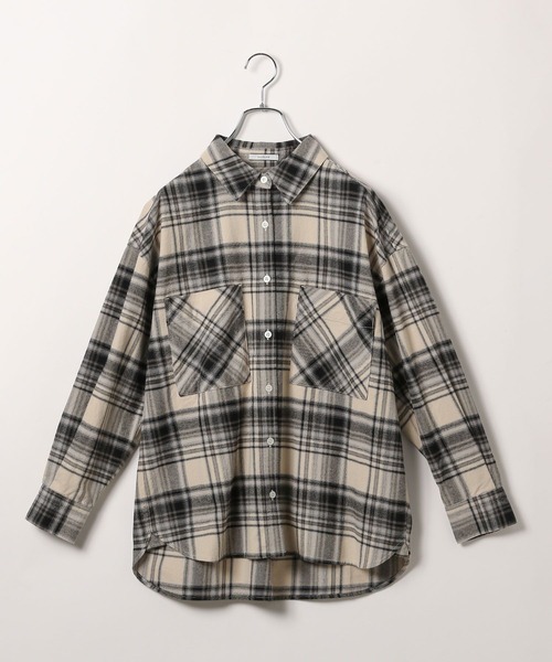 BAYFLOW（ベイフロー）の「[柔らかな風合い]ネルチェックシャツ（シャツ/ブラウス・レディース・ブルー/パープル/ブラック・FREE）」の20枚目の写真