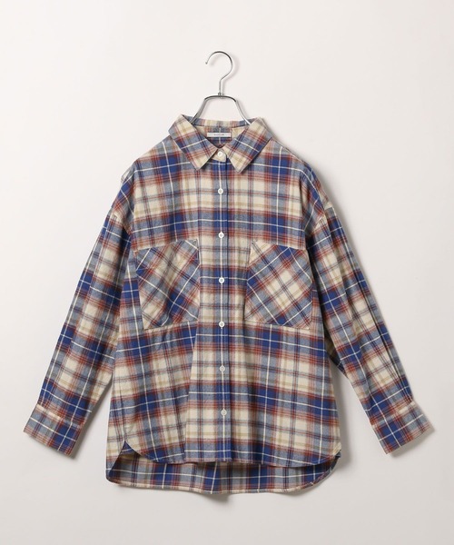 BAYFLOW（ベイフロー）の「[柔らかな風合い]ネルチェックシャツ（シャツ/ブラウス・レディース・ブルー/パープル/ブラック・FREE）」の21枚目の写真