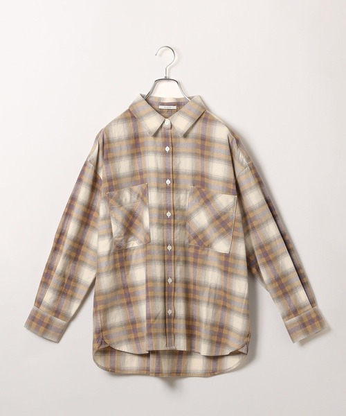 BAYFLOW（ベイフロー）の「[柔らかな風合い]ネルチェックシャツ（シャツ/ブラウス・レディース・ブルー/パープル/ブラック・FREE）」の22枚目の写真