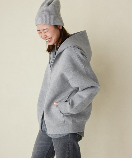 JOURNAL STANDARD relume（ジャーナルスタンダード　レリューム）の「《追加5》フーディーブルゾン（パーカー・レディース・チャコールグレー/アイボリー/スミクロ・FREE）」の14枚目の写真