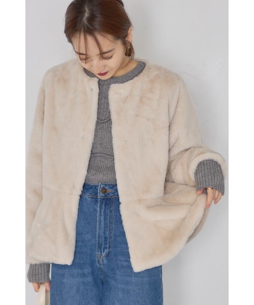 &. NOSTALGIA（アンドドットノスタルジア）の「【ZOZO限定】ペプラムファージャケット（その他アウター・レディース・グレー/アイボリー・M）」の14枚目の写真