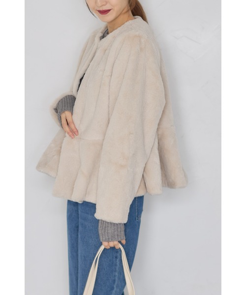 &. NOSTALGIA（アンドドットノスタルジア）の「【ZOZO限定】ペプラムファージャケット（その他アウター・レディース・グレー/アイボリー・M）」の15枚目の写真