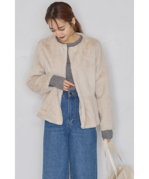 &. NOSTALGIA（アンドドットノスタルジア）の「【ZOZO限定】ペプラムファージャケット（その他アウター・レディース・グレー/アイボリー・M）」の17枚目の写真