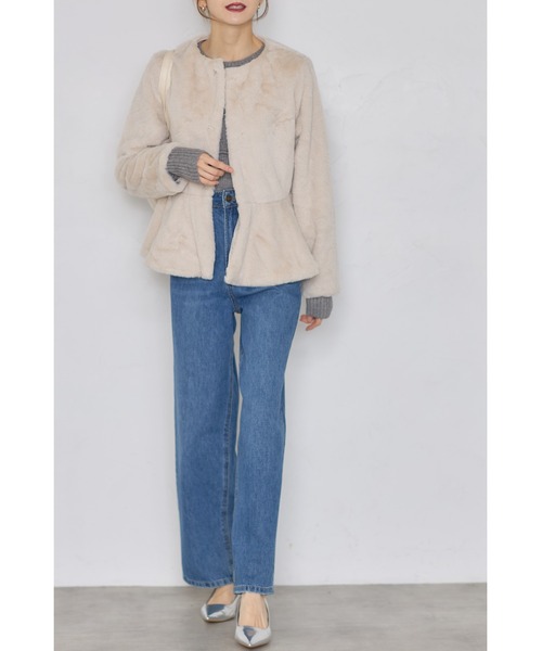 &. NOSTALGIA（アンドドットノスタルジア）の「【ZOZO限定】ペプラムファージャケット（その他アウター・レディース・グレー/アイボリー・M）」の19枚目の写真