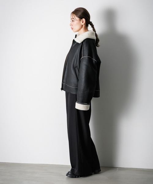 LAKOLE（ラコレ）の「フェイクムートンブルゾン / 137555（ブルゾン・レディース・ブラック/ブラウン・FREE）」の4枚目の写真