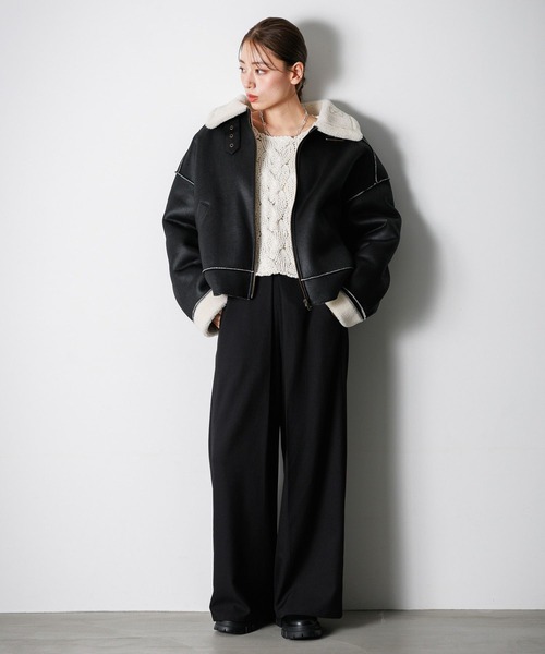 LAKOLE（ラコレ）の「フェイクムートンブルゾン / 137555（ブルゾン・レディース・ブラック/ブラウン・FREE）」の5枚目の写真