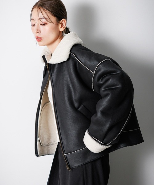 LAKOLE（ラコレ）の「フェイクムートンブルゾン / 137555（ブルゾン・レディース・ブラック/ブラウン・FREE）」の7枚目の写真