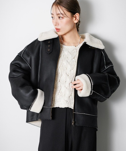 新同✩32万✩本物✩ムートンコート✩ブルーフォックス✩柔らか軽い✩ツルツル革 工藤美桜着用 ムートンコート