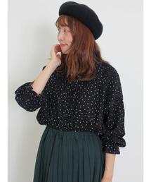 Samansa Mos2 | 【抗菌防臭】ドット柄襟フリルブラウス(シャツ/ブラウス)