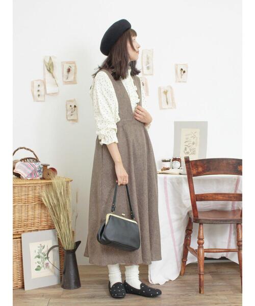 Samansa Mos2（サマンサ モスモス）の「【抗菌防臭】ドット柄襟フリルブラウス（シャツ/ブラウス・レディース・キャメル/キナリ/ブラック・F）」の12枚目の写真