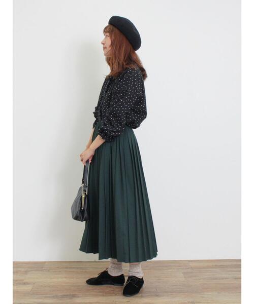 Samansa Mos2（サマンサ モスモス）の「【抗菌防臭】ドット柄襟フリルブラウス（シャツ/ブラウス・レディース・キャメル/キナリ/ブラック・F）」の21枚目の写真