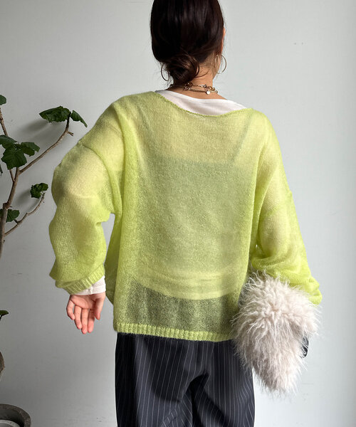 DouDou（ドゥドゥ）の「シアーラウンドTEE（Tシャツ/カットソー・レディース・グレー/ブラック/アイボリー/ブラウン/ホワイト/ベビーピンク/サックスブルー/ネイビー・FREE）」の21枚目の写真