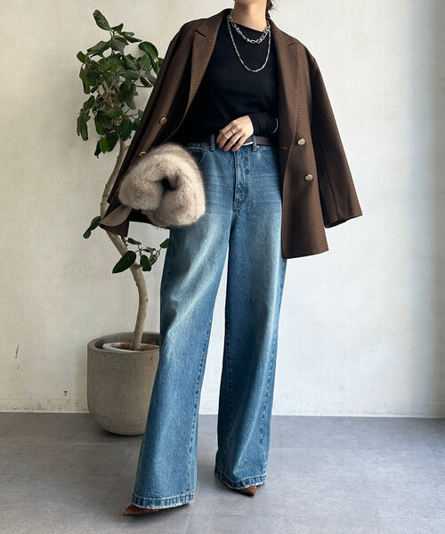 DouDou（ドゥドゥ）の「シアーラウンドTEE（Tシャツ/カットソー・レディース・グレー/ブラック/アイボリー/ブラウン/ホワイト/ベビーピンク/サックスブルー/ネイビー・FREE）」の18枚目の写真