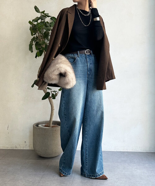 DouDou（ドゥドゥ）の「シアーラウンドTEE（Tシャツ/カットソー・レディース・グレー/ブラック/アイボリー/ブラウン/ホワイト/ベビーピンク/サックスブルー/ネイビー・FREE）」の17枚目の写真