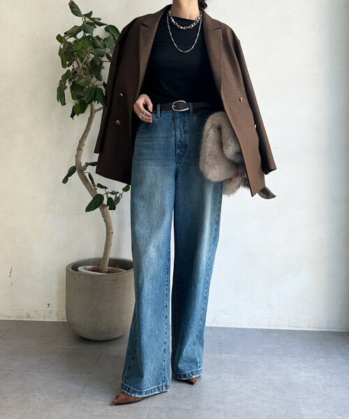 DouDou（ドゥドゥ）の「シアーラウンドTEE（Tシャツ/カットソー・レディース・グレー/ブラック/アイボリー/ブラウン/ホワイト/ベビーピンク/サックスブルー/ネイビー・FREE）」の16枚目の写真