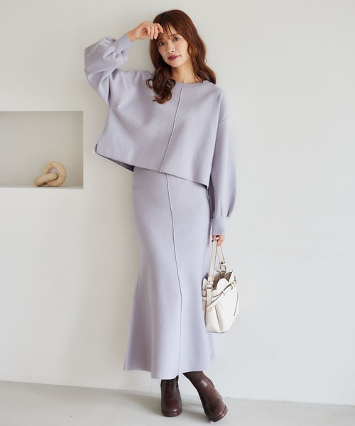 mysty woman（ミスティウーマン）の「マーメイドニットスカート   252077（スカート・レディース・グレイッシュベージュ/ブラック/ライトグレー・FREE）」の8枚目の写真