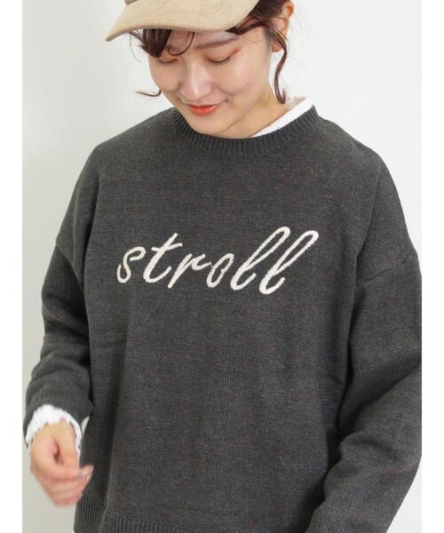 Samansa Mos2(サマンサ モスモス)の「ロゴ刺繍ニット(ニット/セーター・レディース・グリーン/キナリ/マスタード/チャコールグレー・F)」の2枚目の写真