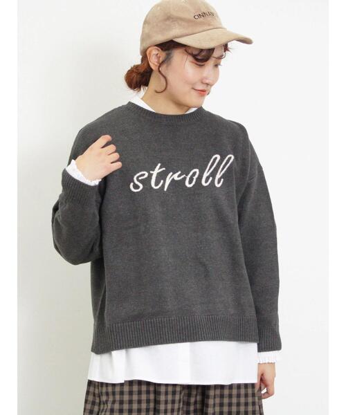 Samansa Mos2(サマンサ モスモス)の「ロゴ刺繍ニット(ニット/セーター・レディース・グリーン/キナリ/マスタード/チャコールグレー・F)」の7枚目の写真