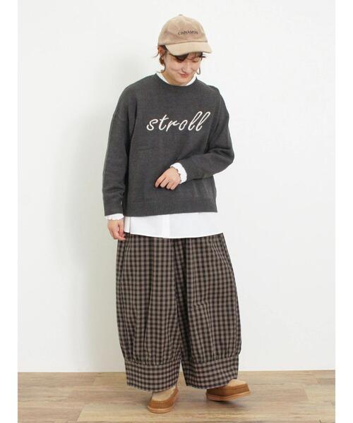 Samansa Mos2(サマンサ モスモス)の「ロゴ刺繍ニット(ニット/セーター・レディース・グリーン/キナリ/マスタード/チャコールグレー・F)」の8枚目の写真