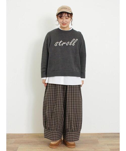 Samansa Mos2(サマンサ モスモス)の「ロゴ刺繍ニット(ニット/セーター・レディース・グリーン/キナリ/マスタード/チャコールグレー・F)」の9枚目の写真