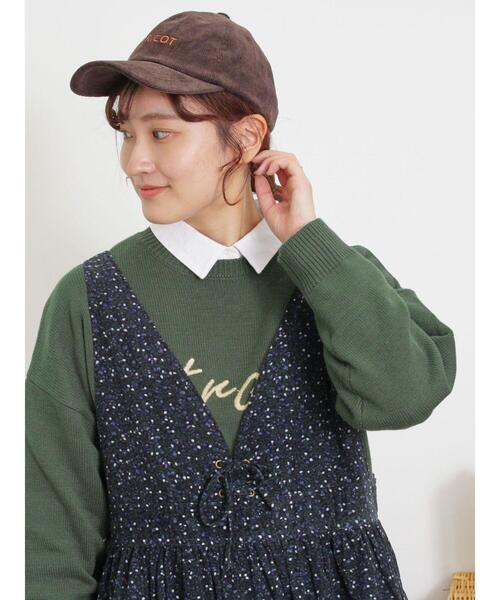 Samansa Mos2(サマンサ モスモス)の「ロゴ刺繍ニット(ニット/セーター・レディース・グリーン/キナリ/マスタード/チャコールグレー・F)」の14枚目の写真