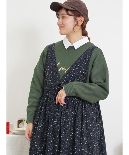 Samansa Mos2(サマンサ モスモス)の「ロゴ刺繍ニット(ニット/セーター・レディース・グリーン/キナリ/マスタード/チャコールグレー・F)」の16枚目の写真