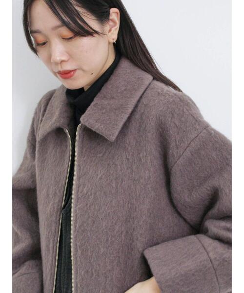 Samansa Mos2 blue（サマンサモスモスブルー）の「シャギージップジャケット（ノーカラージャケット・レディース・ライトベージュ/ブルー/モカ・F）」の14枚目の写真